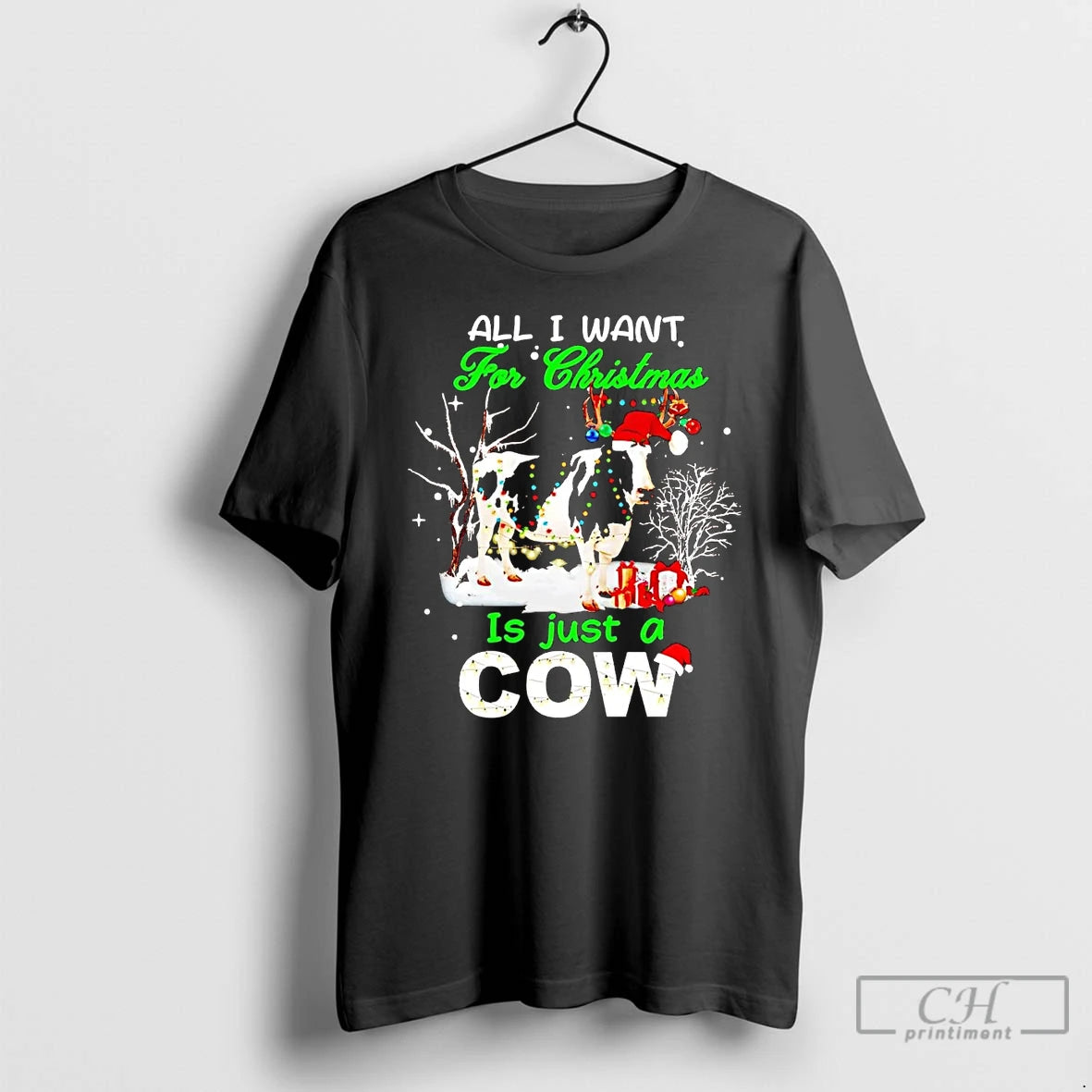 Classic All I Want For Christmas Is Just A Cow Shirt Hoodie Sweatshirt | PurePodTees.com