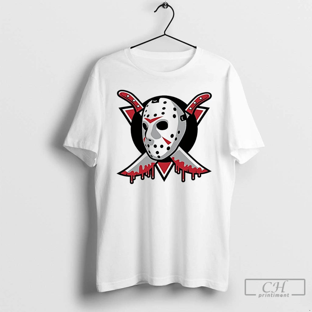 Classic Anaheim Ducks X Jason Voorhees Logo Halloween T Shirts Hoodie Sweatshirt | PurePodTees.com