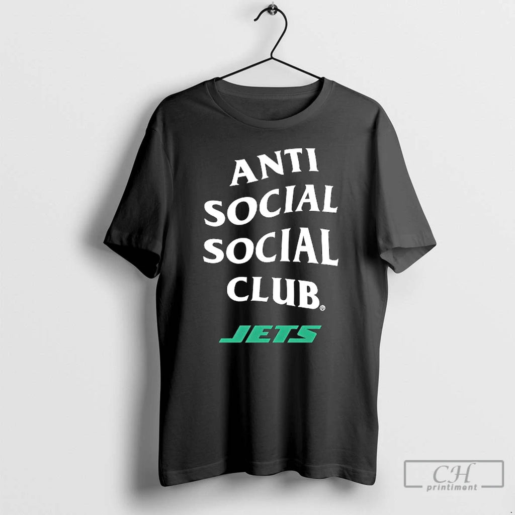 Classic Anti Social Social Club New York Jets Logo T Shirts Hoodie Sweatshirt | PurePodTees.com