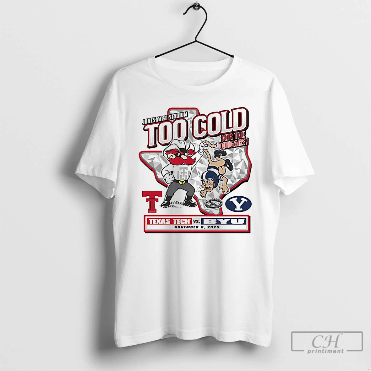 Classic Byu Cougars Vs Texas Tech Red Raiders Too Cold For Cougars Gameday 2025 Shirt Hoodie Sweatshirt | PurePodTees.com