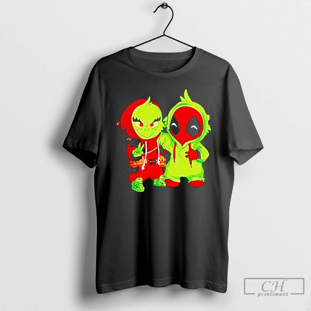 Classic Baby Grinch And Deadpool Chibi T Shirts