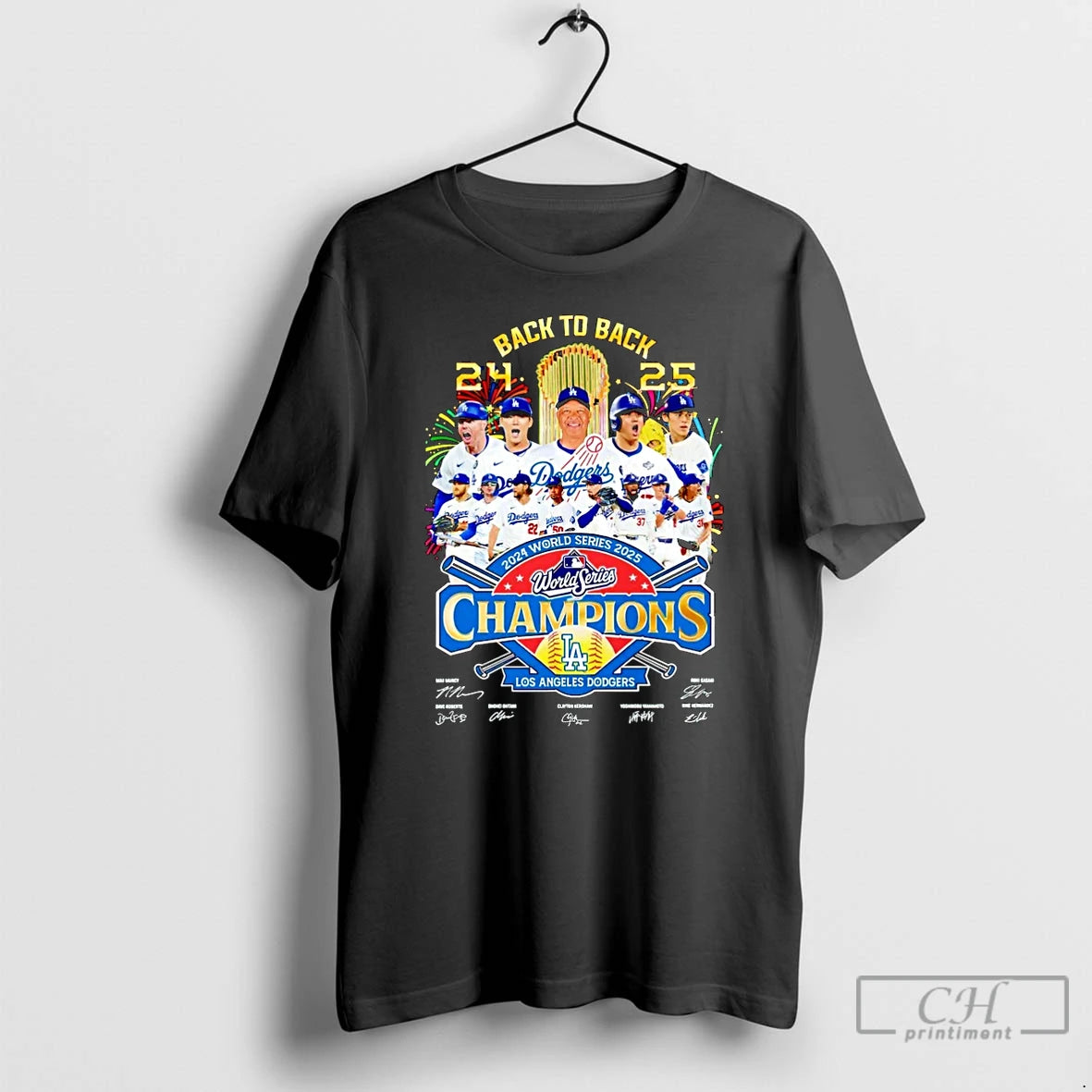 Classic Back To Back World Series 2025 Los Angeles Dodgers All Team Christmas T Shirts Hoodie Sweatshirt | PurePodTees.com
