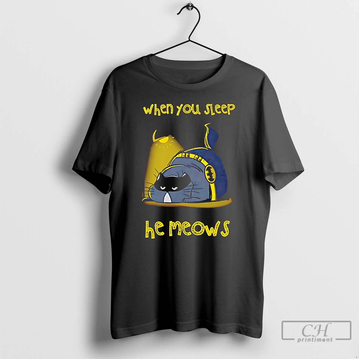 Classic Batcat When You Sleep He Meows T Shirts Hoodie Sweatshirt | PurePodTees.com