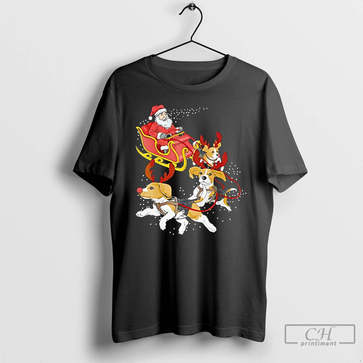 Classic Beagle Christmas Sleigh T Shirts Hoodie Sweatshirt | PurePodTees.com