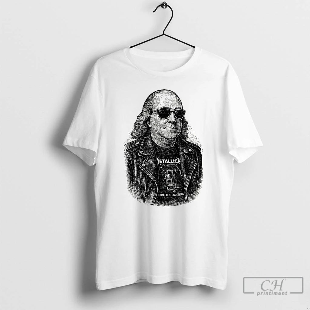 Classic Ben Franklin Ride The Lightning T Shirts Hoodie Sweatshirt | PurePodTees.com