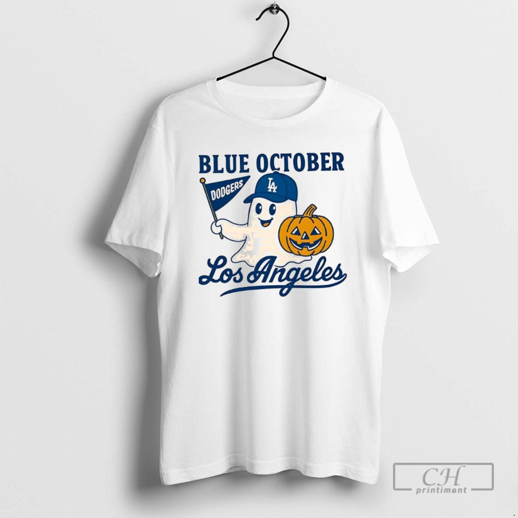 Classic Best Blue October Ghost Dodgers Los Angeles Baseball Halloween Shirt Sweater