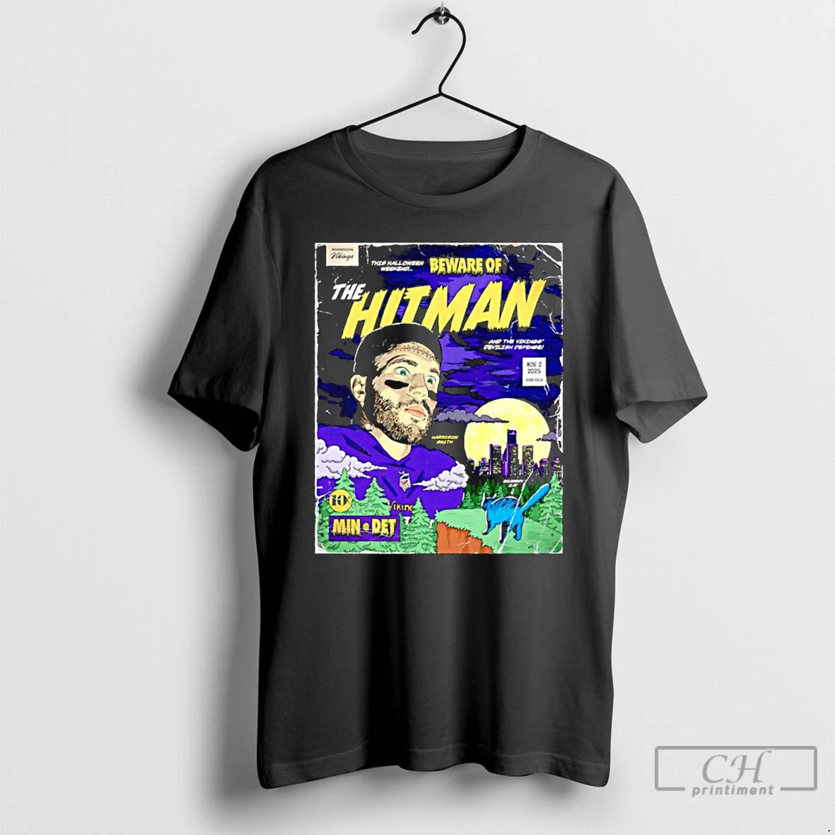 Classic Beware Of The Hitman Minnesota Vikings Halloween Weekend November 2nd 2025 At Ford Field Shirt Hoodie Sweatshirt
