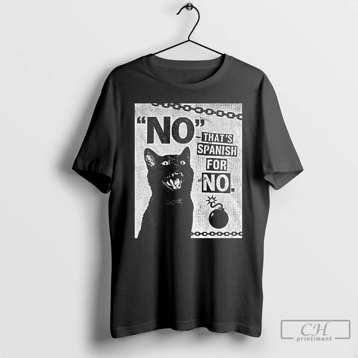 Classic Black Cat No Thats Spanish For No Boom Vintage Png Shirt Hoodie Sweatshirt | PurePodTees.com