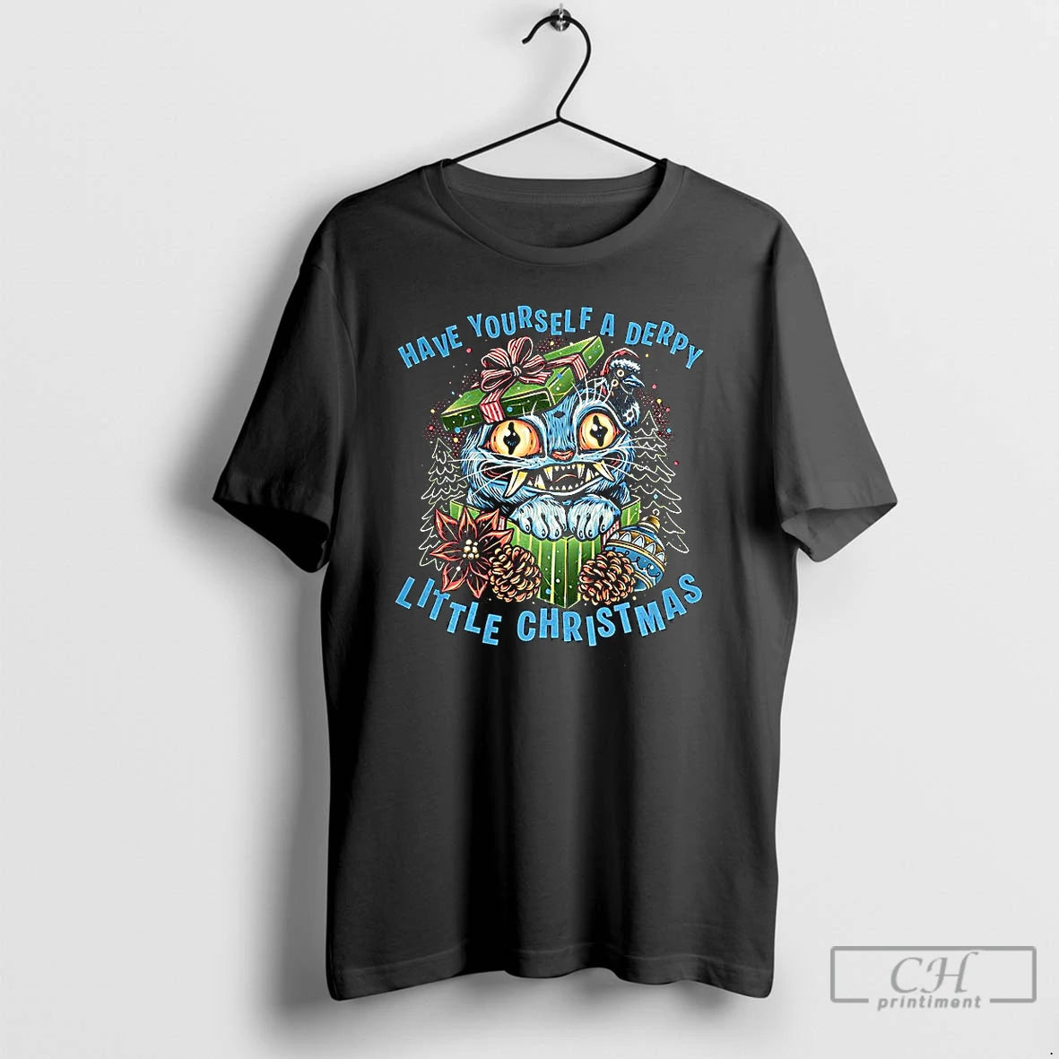 Classic Blue Tiger Have Yourself A Derpy Little Christmas T Shirts Hoodie Sweatshirt | PurePodTees.com