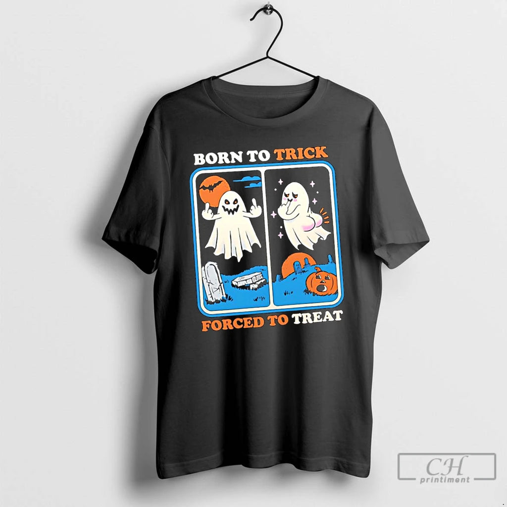 Classic Born To Trick Forced To Treat Halloween Ghosts T Shirts