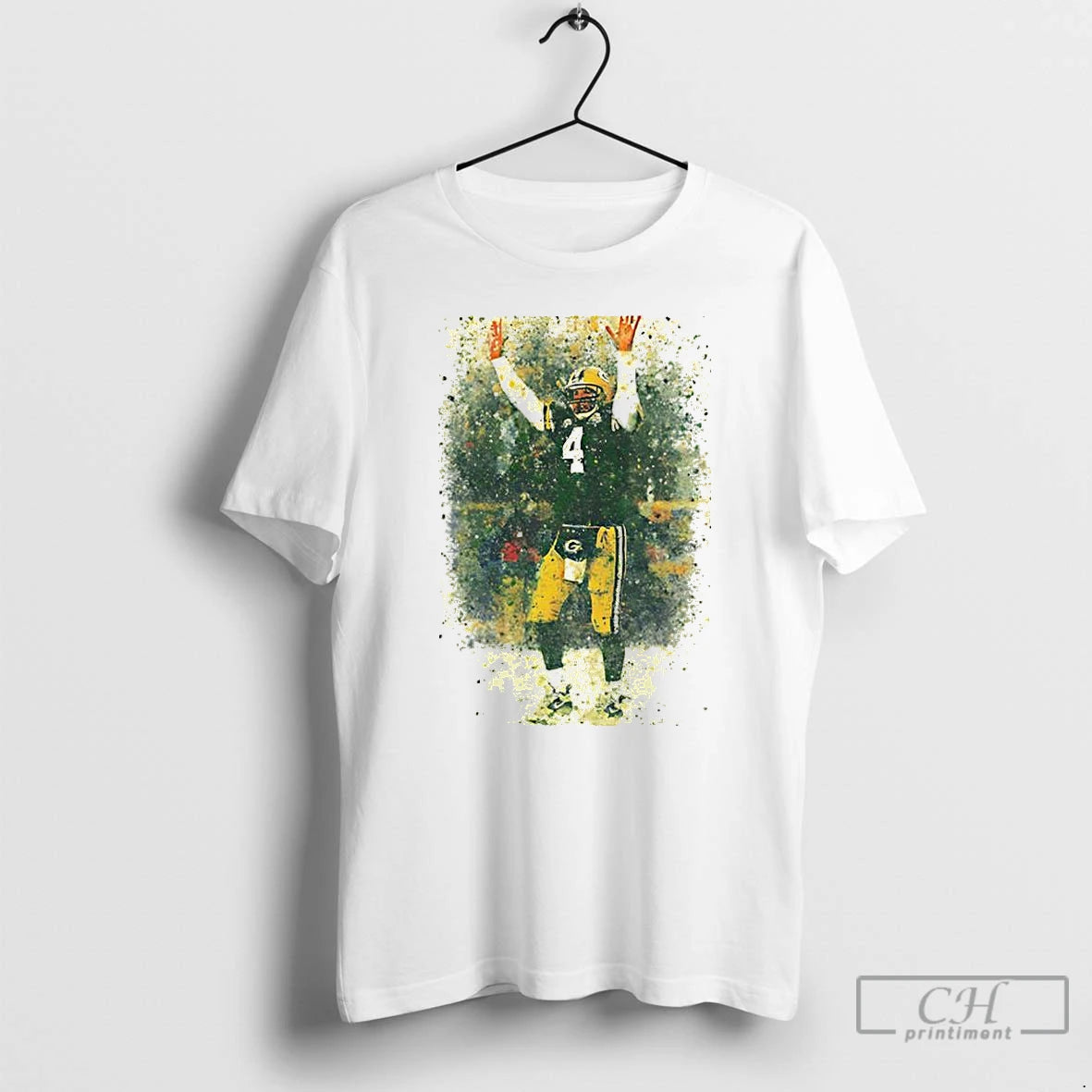 Classic Brett Favre Green Bay Packers Legendary Moment Splash Art T Shirts Hoodie Sweatshirt | PurePodTees.com