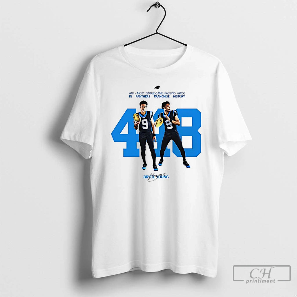 Classic Bryce Young Carolina Panthers 448 Passing Yards Record Shirt Hoodie Sweatshirt | PurePodTees.com