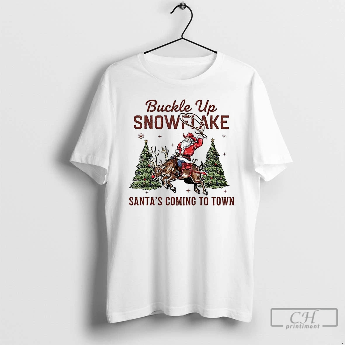 Classic Buckle Up Snowflake Santas Coming To Town Christmas T Shirts Hoodie Sweatshirt | PurePodTees.com