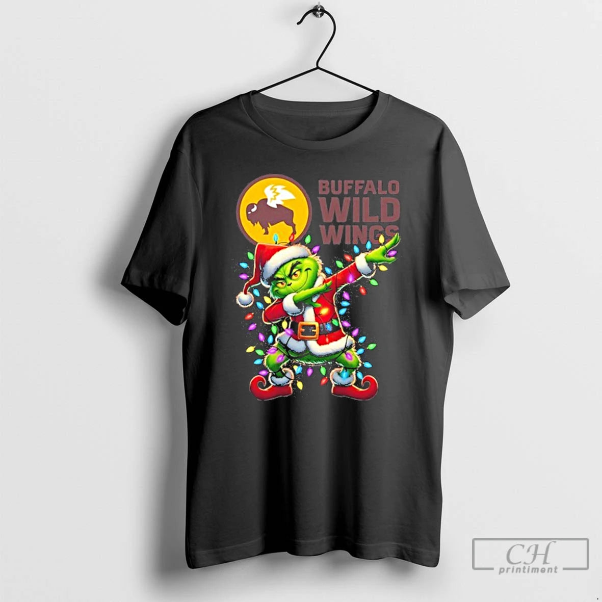 Classic Buffalo Wild Wings Logo X Grinch Dabbing Light Christmas T Shirts Hoodie Sweatshirt | PurePodTees.com