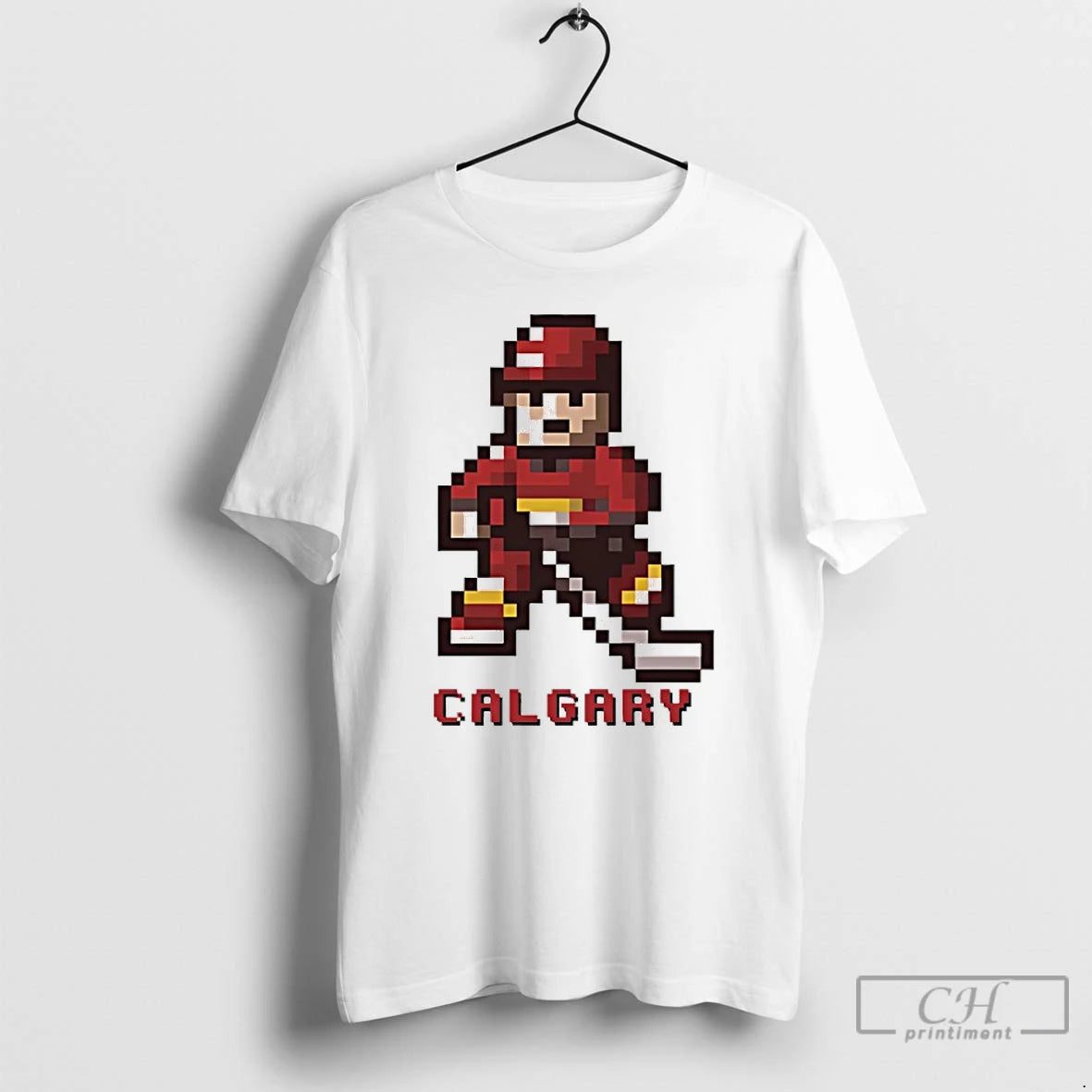 Classic Calgary Flames Hockey 8 Bit Retro Baller T Shirts Hoodie Sweatshirt | PurePodTees.com