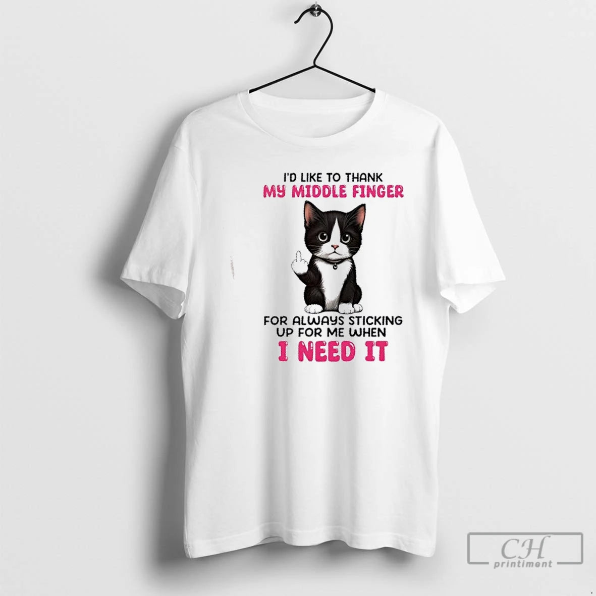 Classic Cat Id Like To Thank My Middle Finger For Always Sticking Up For Me Shirt Hoodie Sweatshirt | PurePodTees.com