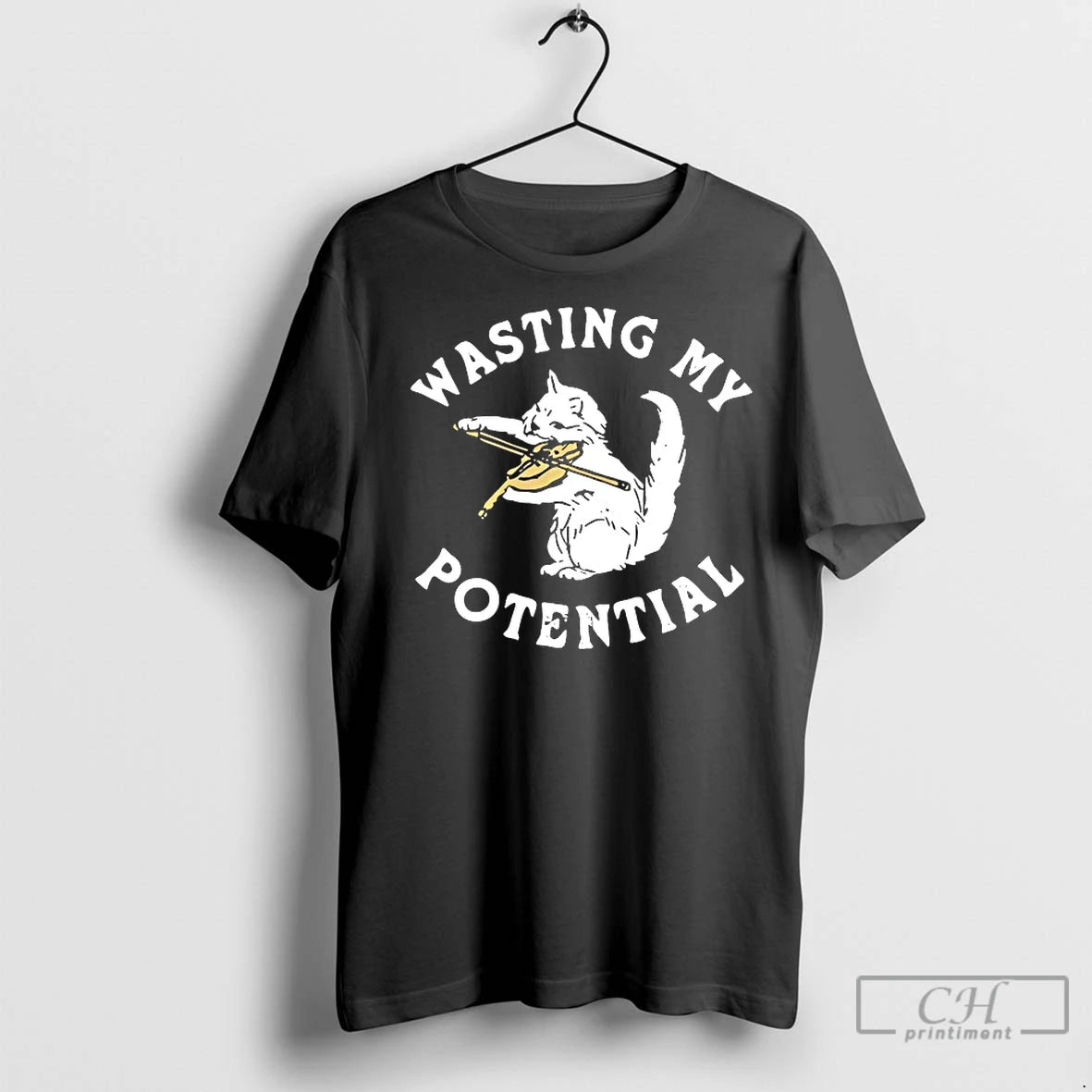 Classic Cat Playing Violin Wasting My Potential Shirt Hoodie Sweatshirt | PurePodTees.com