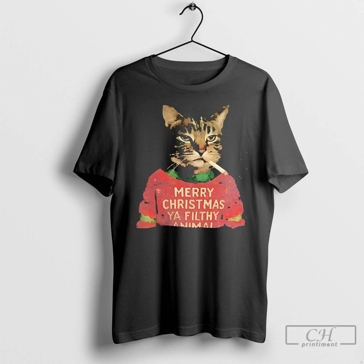 Classic Cat Smoking Merry Christmas Ya Filthy Animal Shirt Hoodie Sweatshirt | PurePodTees.com