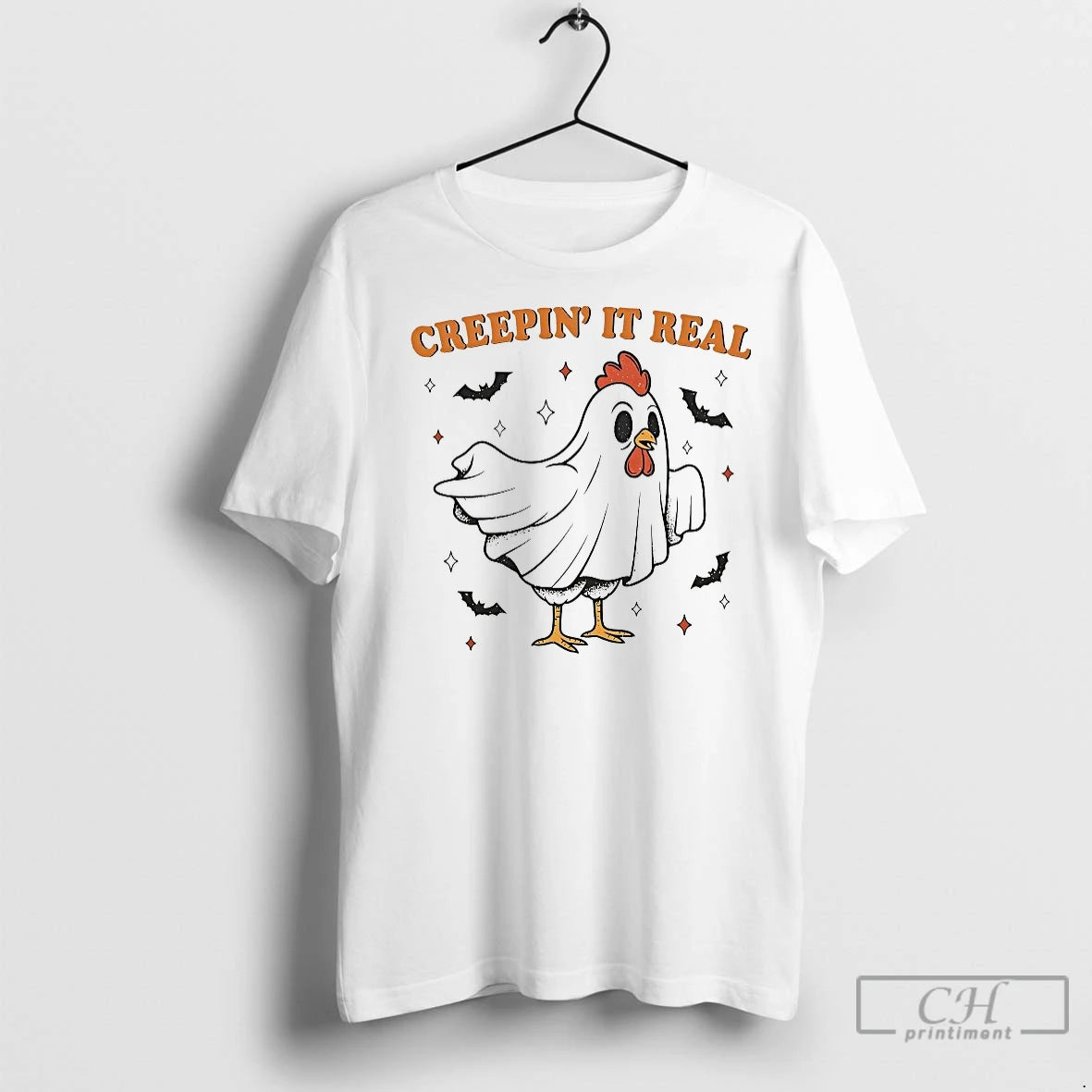 Classic Chicken Ghost Creepin It Real Halloween Shirt Hoodie Sweatshirt | PurePodTees.com