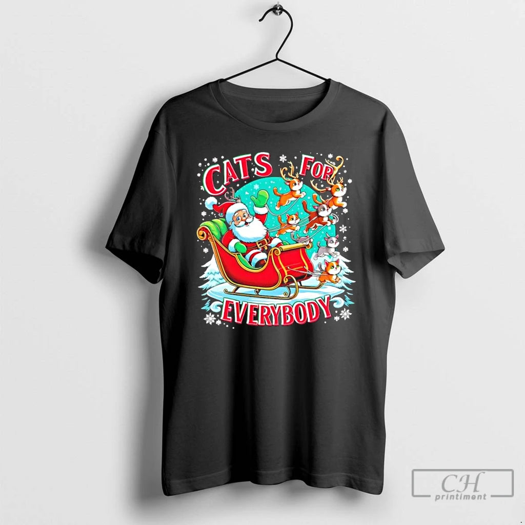 Classic Christmas Cats For Everybody Funny Santa T Shirts Hoodie Sweatshirt | PurePodTees.com