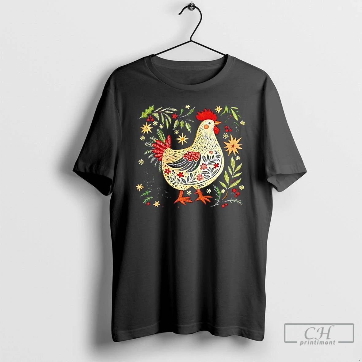Classic Christmas Chicken Western Floral T Shirts Hoodie Sweatshirt | PurePodTees.com