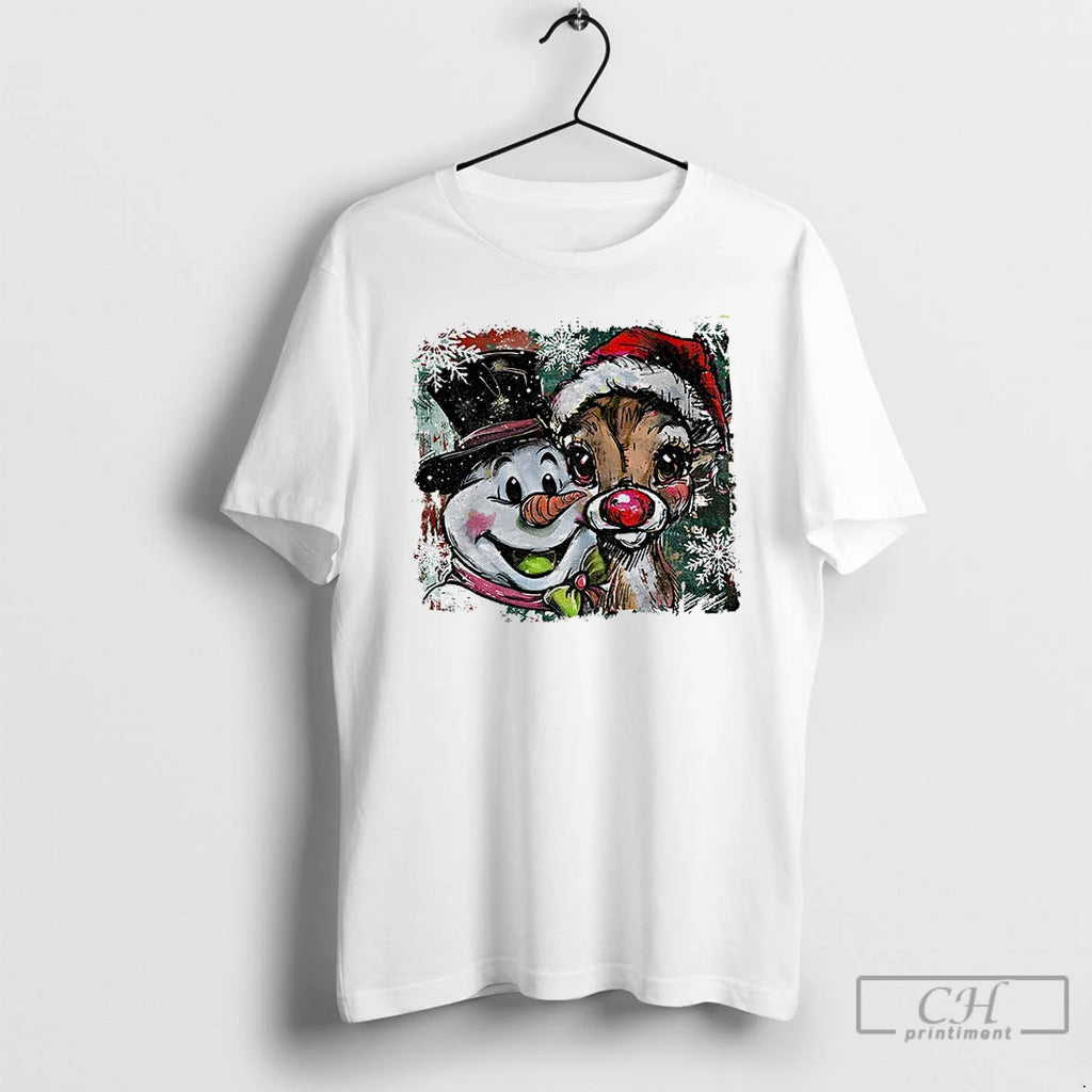 Classic Christmas Snowman And Reindeer Shirt Hoodie Sweatshirt | PurePodTees.com
