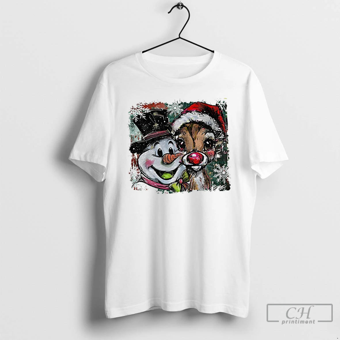 Classic Christmas Snowman And Reindeer Shirt Hoodie Sweatshirt | PurePodTees.com