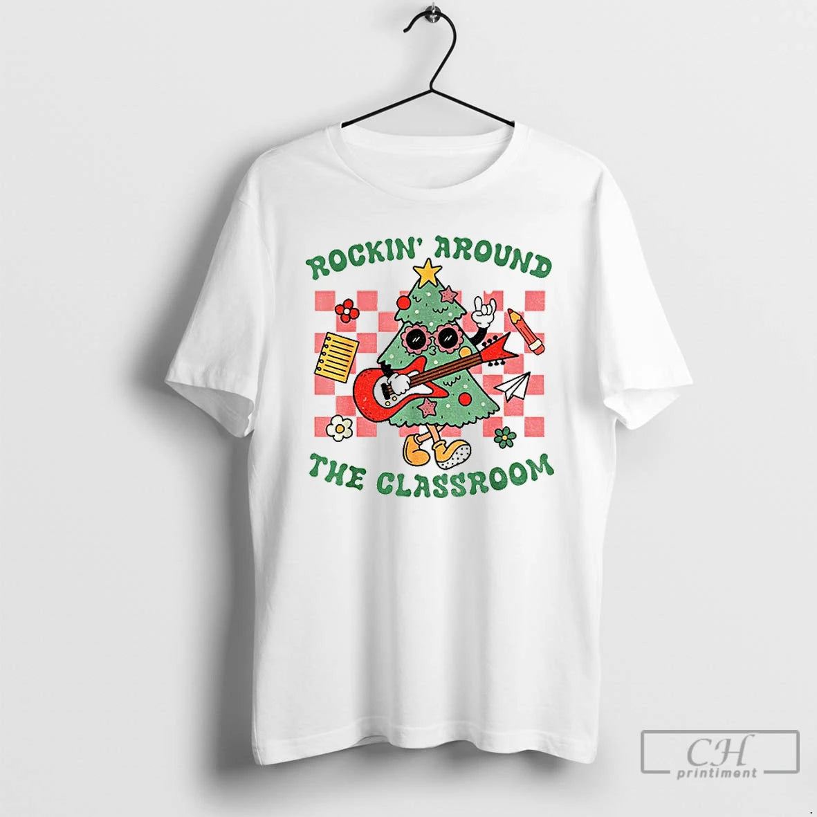 Classic Christmas Teacher Rockin Around The Classroom Shirt Hoodie Sweatshirt | PurePodTees.com