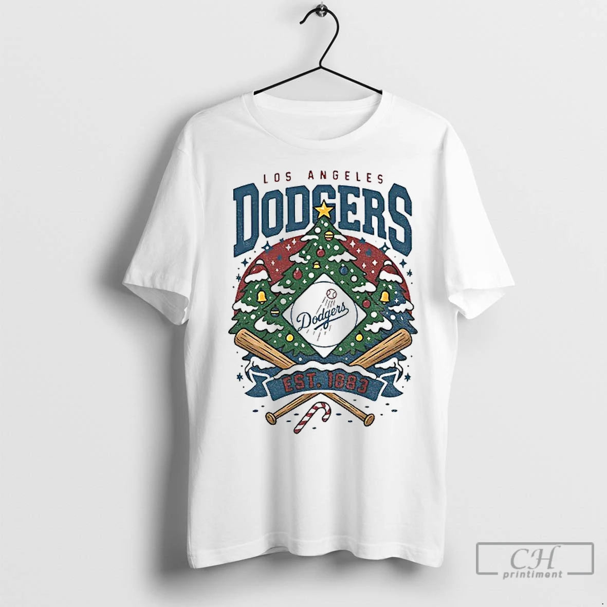 Classic Christmas Tree Los Angeles Dodgers Mlb Baseball Est 1883 Merry Christmas Shirt Hoodie Sweatshirt | PurePodTees.com