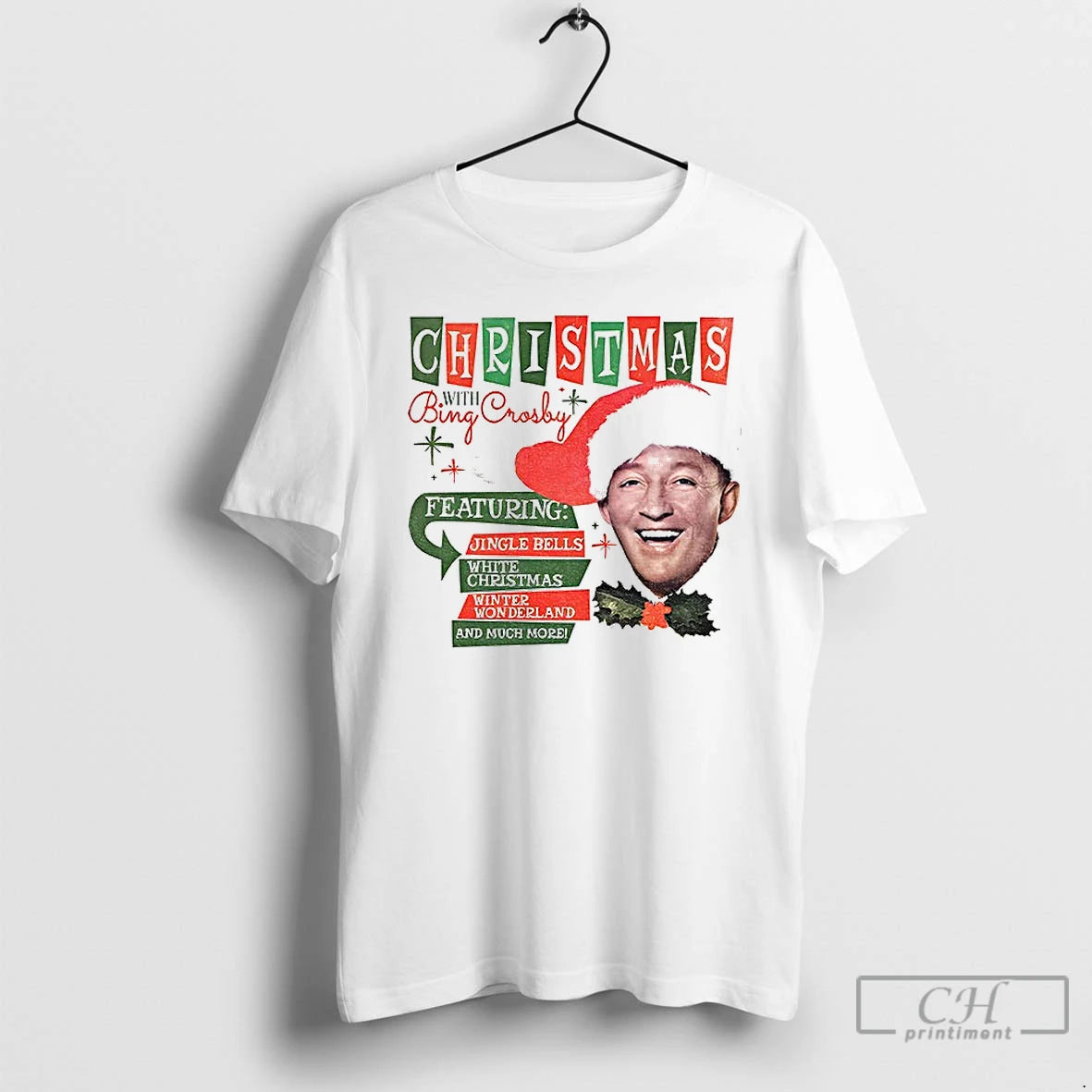 Classic Christmas With Bing Crosby Jingle Bells White Christmas T Shirts Hoodie Sweatshirt | PurePodTees.com