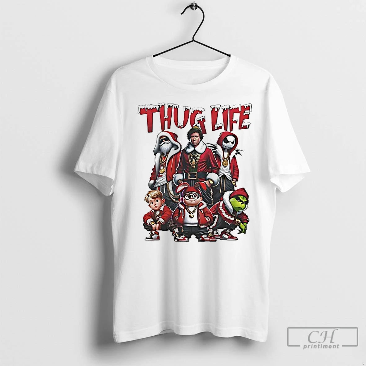Classic Christmas Gang Thug Life Santa Grinch Jack Skellington Friends Shirt Hoodie Sweatshirt | PurePodTees.com