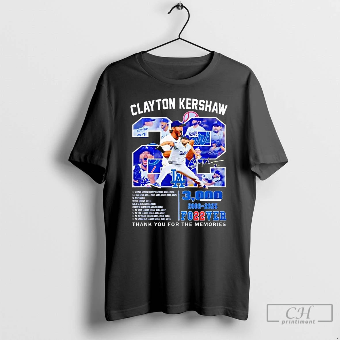 Classic Clayton Kershaw 22 Los Angeles Dodgers Legend Forever T Shirts Hoodie Sweatshirt | PurePodTees.com