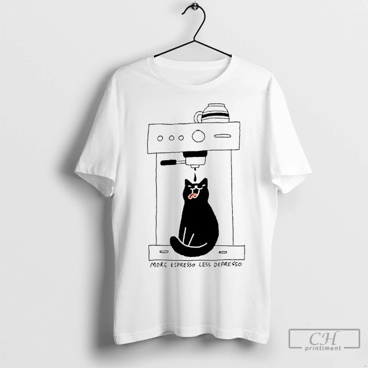 Classic Coffee Cat More Espresso Less Depresso Ornaments Shirt Hoodie Sweatshirt | PurePodTees.com
