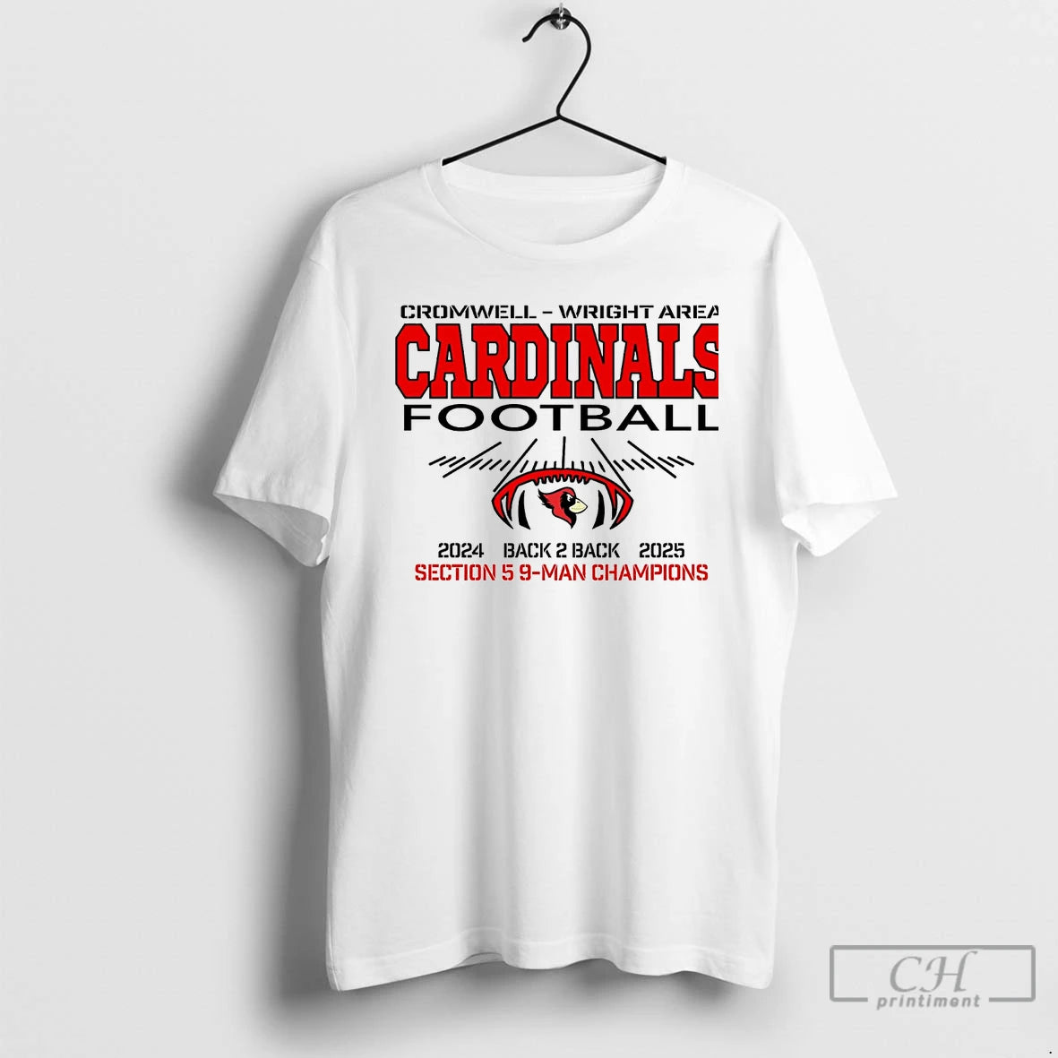 Classic Cromwell Wright Area Cardinals Football 9 Man Champions 2025 T Shirts Hoodie Sweatshirt | PurePodTees.com