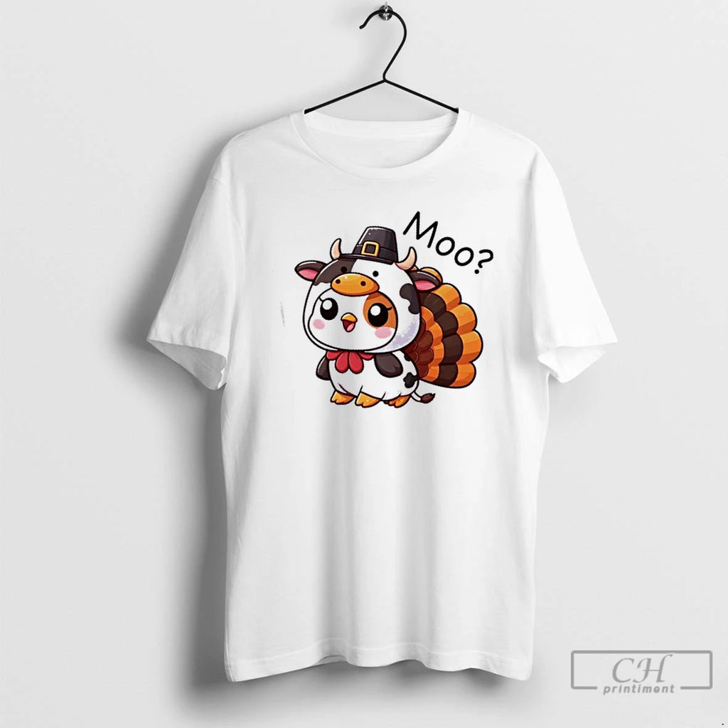 Classic Cute Turkey Cow Moo Funny Thanksgiving T Shirts