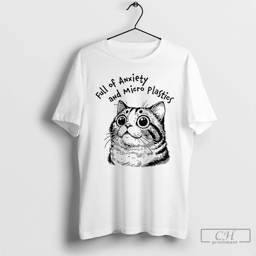 Classic Cute Cat Full Of Anxiety And Micro Plastics Vintage Shirt Hoodie Sweatshirt | PurePodTees.com