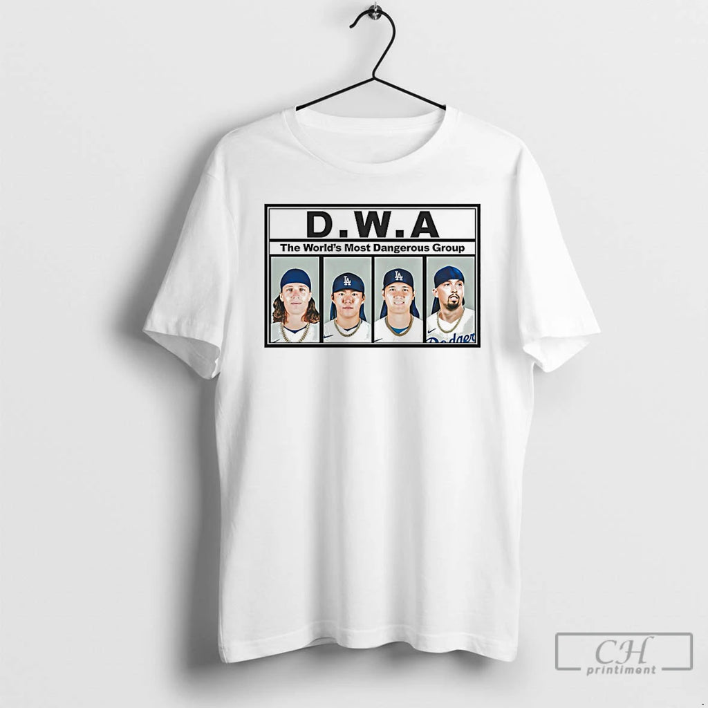Classic D W A The Worlds Most Dangerous Group Los Angeles Dodgers T Shirts Hoodie Sweatshirt | PurePodTees.com