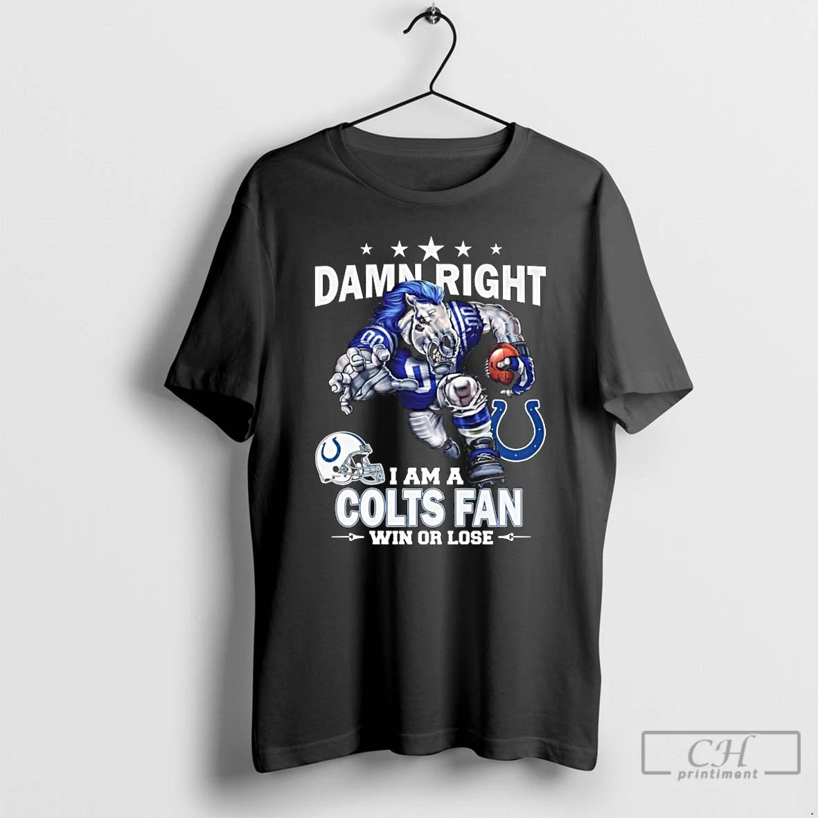 Classic Damn Right I Am A Indianapolis Colts Fan Win Or Lose Mascot 2025 Long Shirt Hoodie Sweatshirt | PurePodTees.com