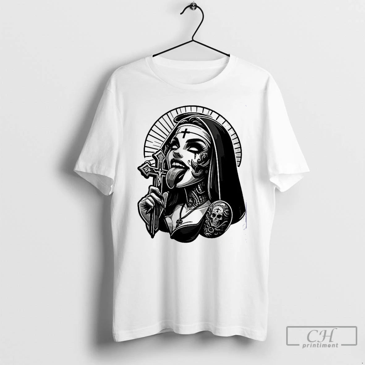 Classic Dark Evil Nun Licking The Cross Shirt Hoodie Sweatshirt | PurePodTees.com