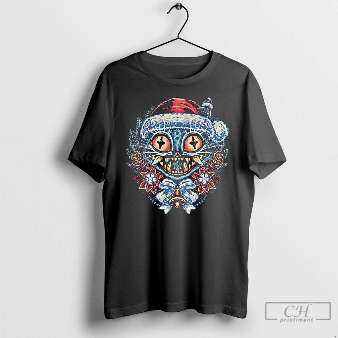 Classic Derpy Tiger In A Santa Hat Art Kpop Demon Hunter Merry Christmas T Shirts Hoodie Sweatshirt | PurePodTees.com