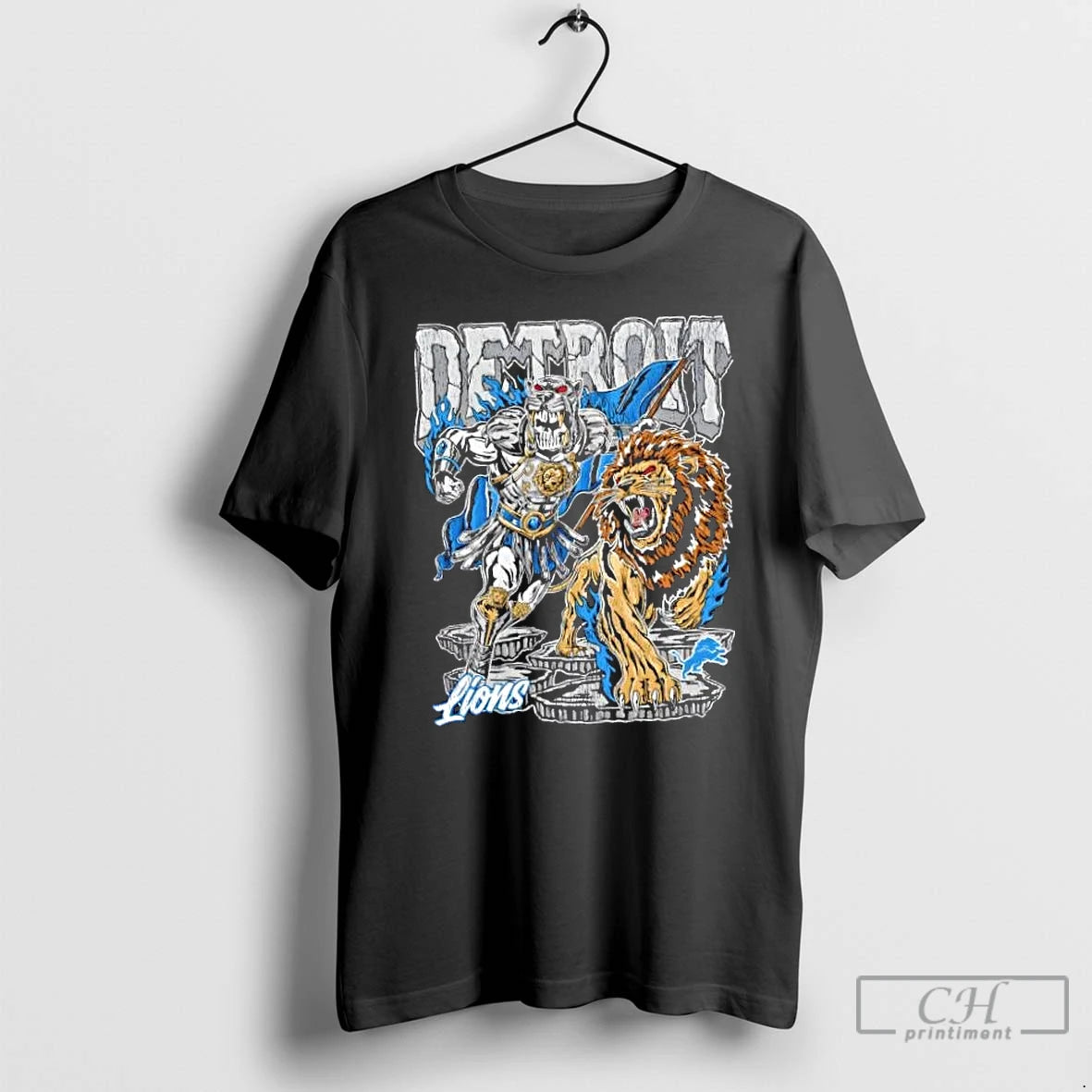 Classic Detroit Lions Gladiator Football Fire Graphic T Shirts Hoodie Sweatshirt | PurePodTees.com