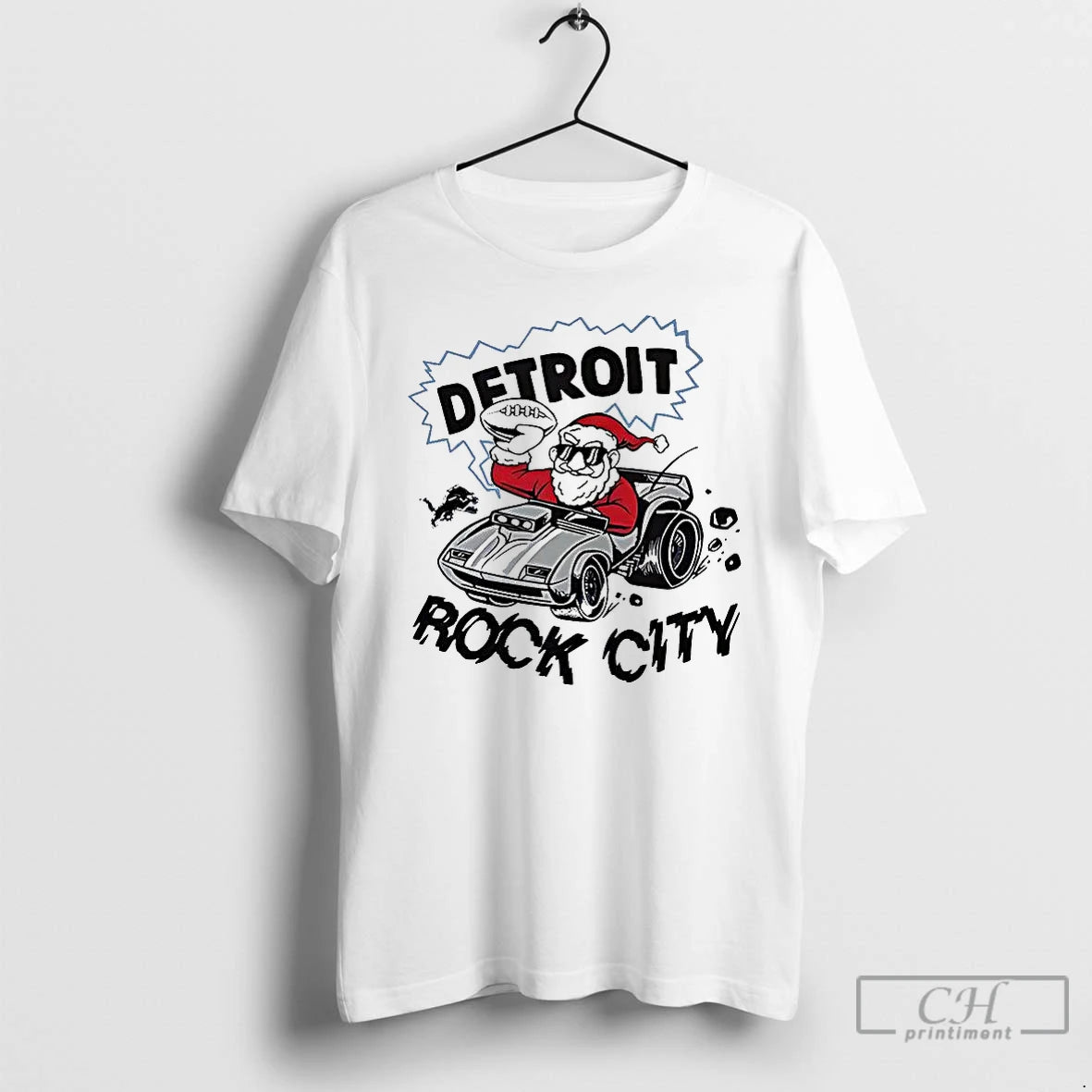 Classic Detroit Lions Football Santa Claus Rock City Christmas Shirt Hoodie Sweatshirt | PurePodTees.com