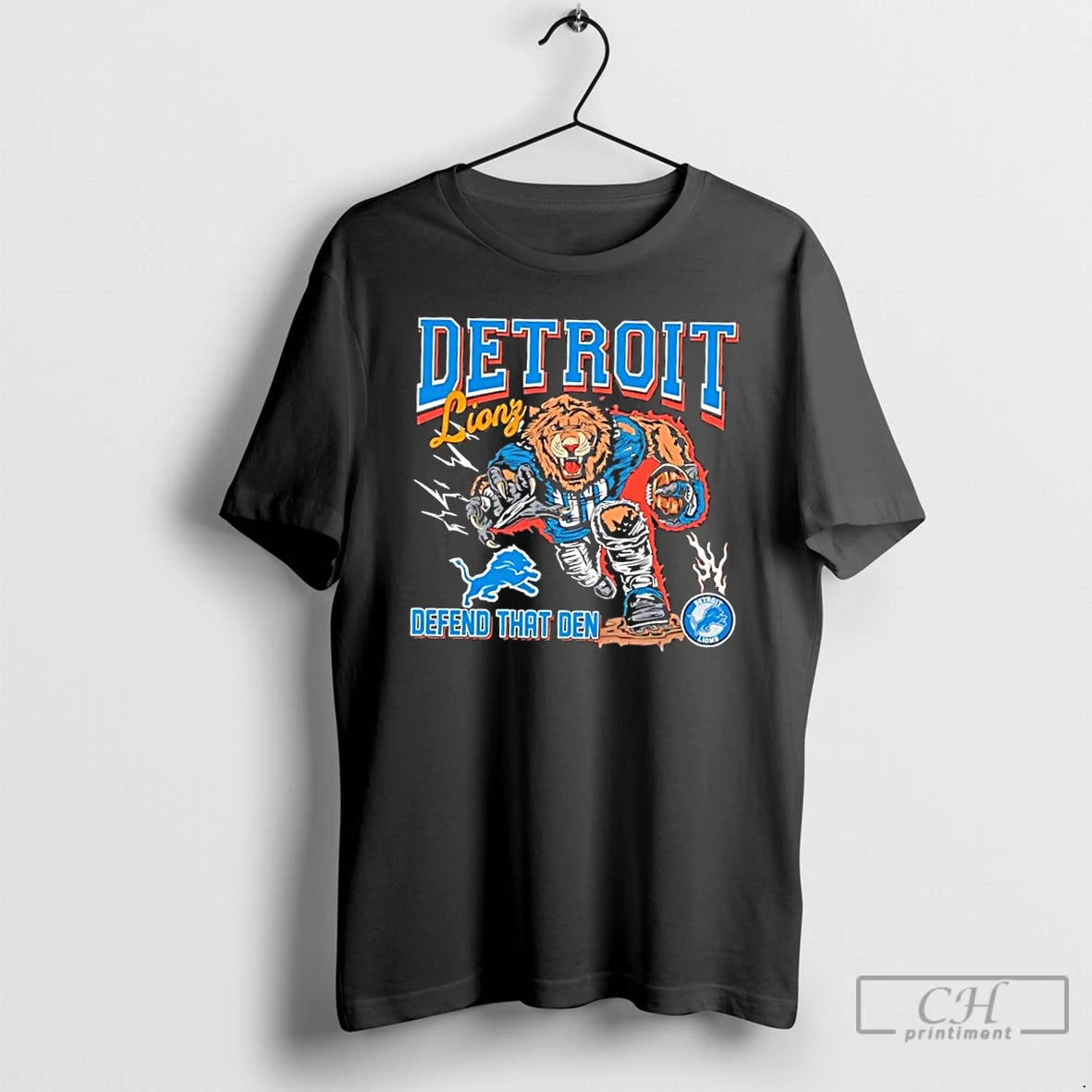 Classic Detroit Lions Mascot Defend That Den Graphic Shirt Hoodie Sweatshirt | PurePodTees.com