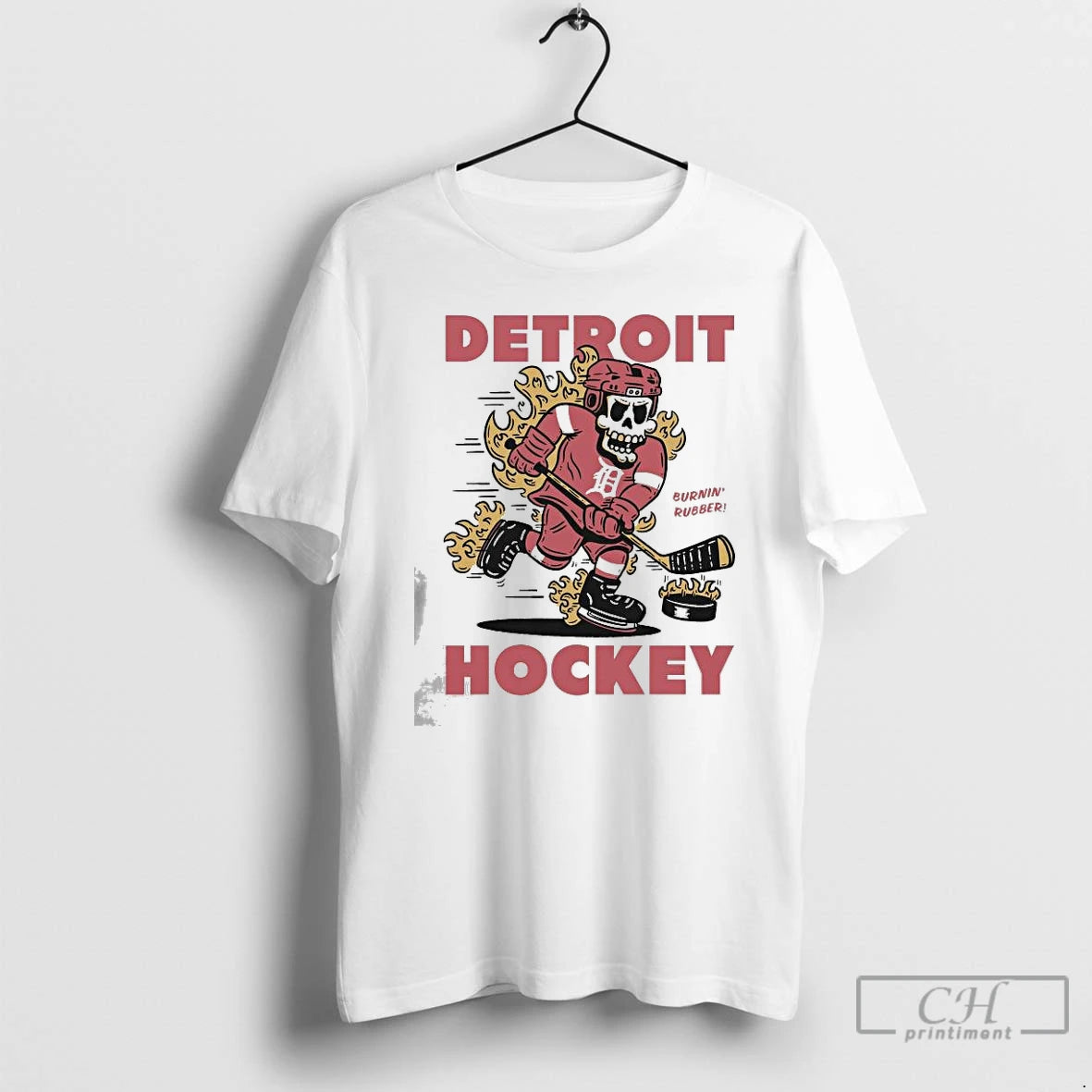 Classic Detroit Red Wings Hockey Burnin Rubber Mascot 2025 T Shirts Hoodie Sweatshirt | PurePodTees.com