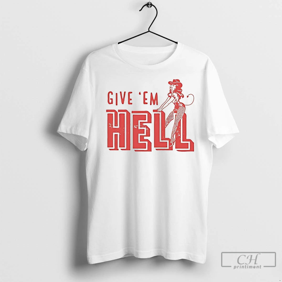 Classic Devil Cowgirl Give Em Hell Vintage Shirt Hoodie Sweatshirt | PurePodTees.com