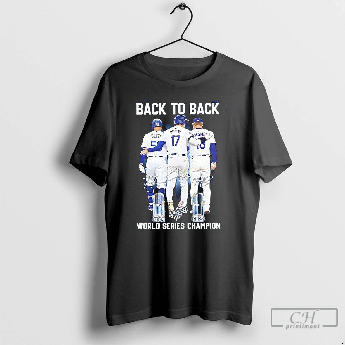 Classic Dodgers Betts Ohtani Yamamoto Back 2 Back 2024 2025 World Series Champions Signatures Shirt Hoodie Sweatshirt