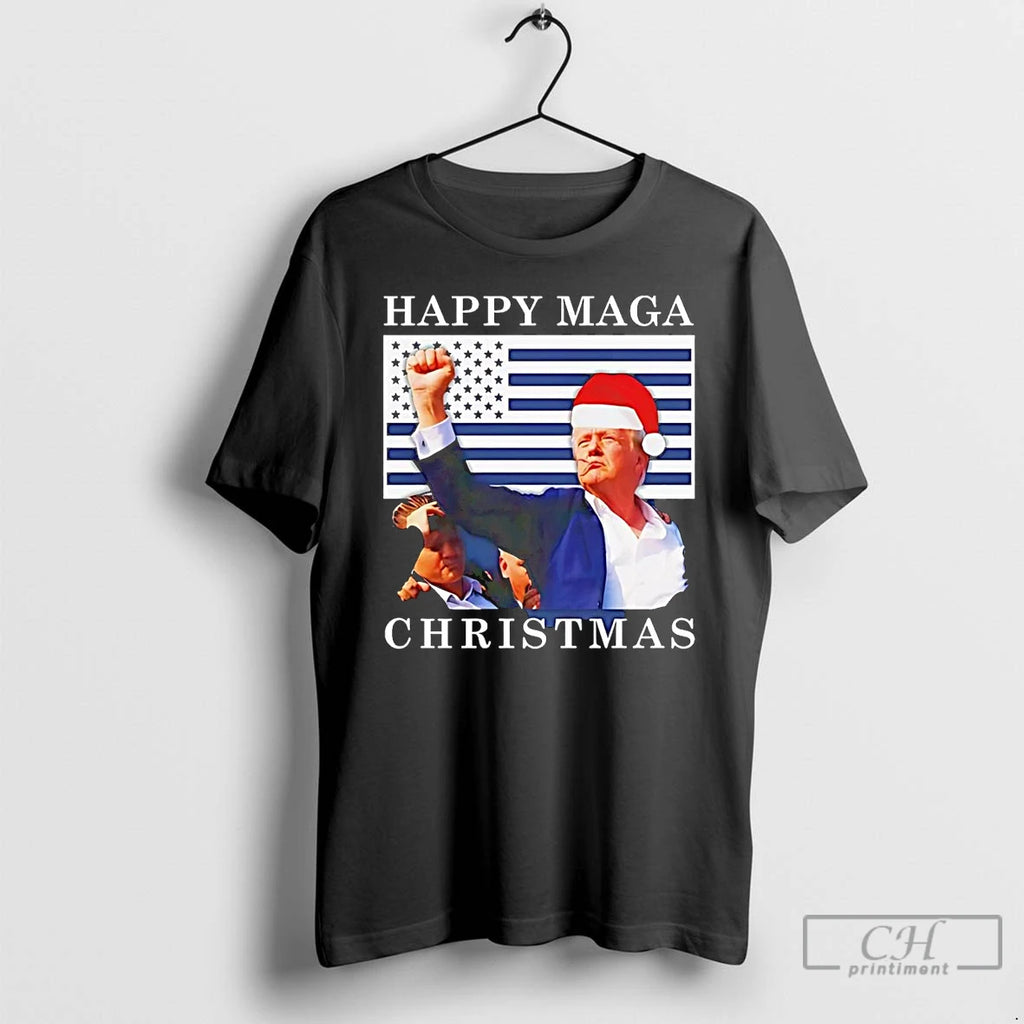 Classic Donald Trump Strong Fist Happy Maga Christmas T Shirts Hoodie Sweatshirt | PurePodTees.com
