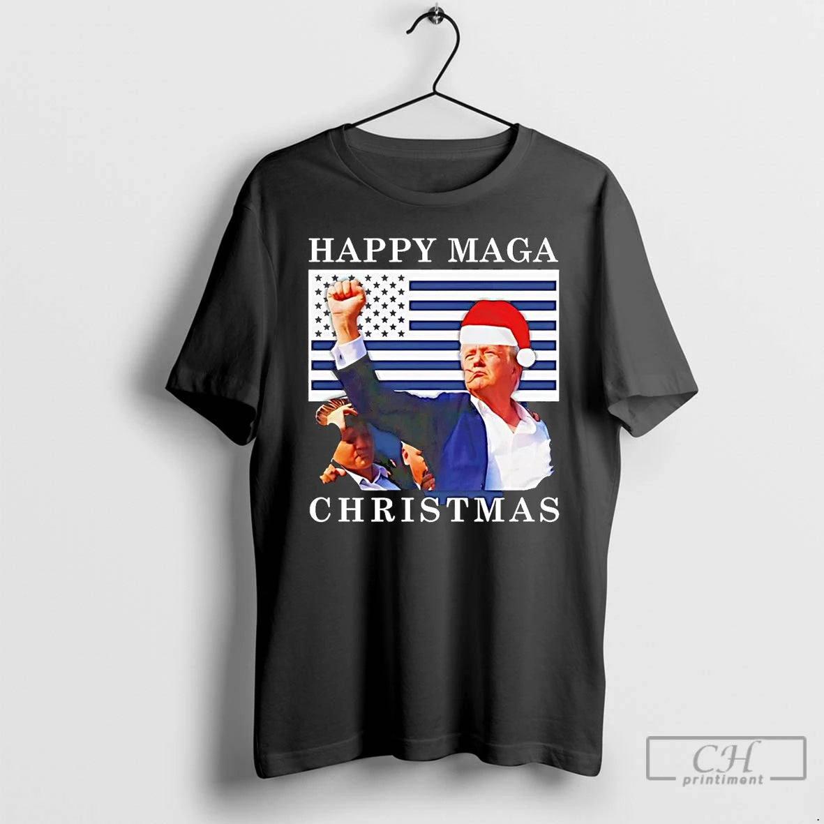 Classic Donald Trump Strong Fist Happy Maga Christmas T Shirts Hoodie Sweatshirt | PurePodTees.com