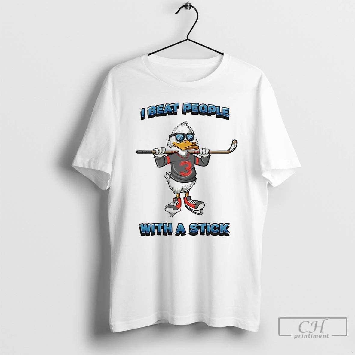 Classic Duck Hockey I Beat People With A Stick T Shirts Hoodie Sweatshirt | PurePodTees.com