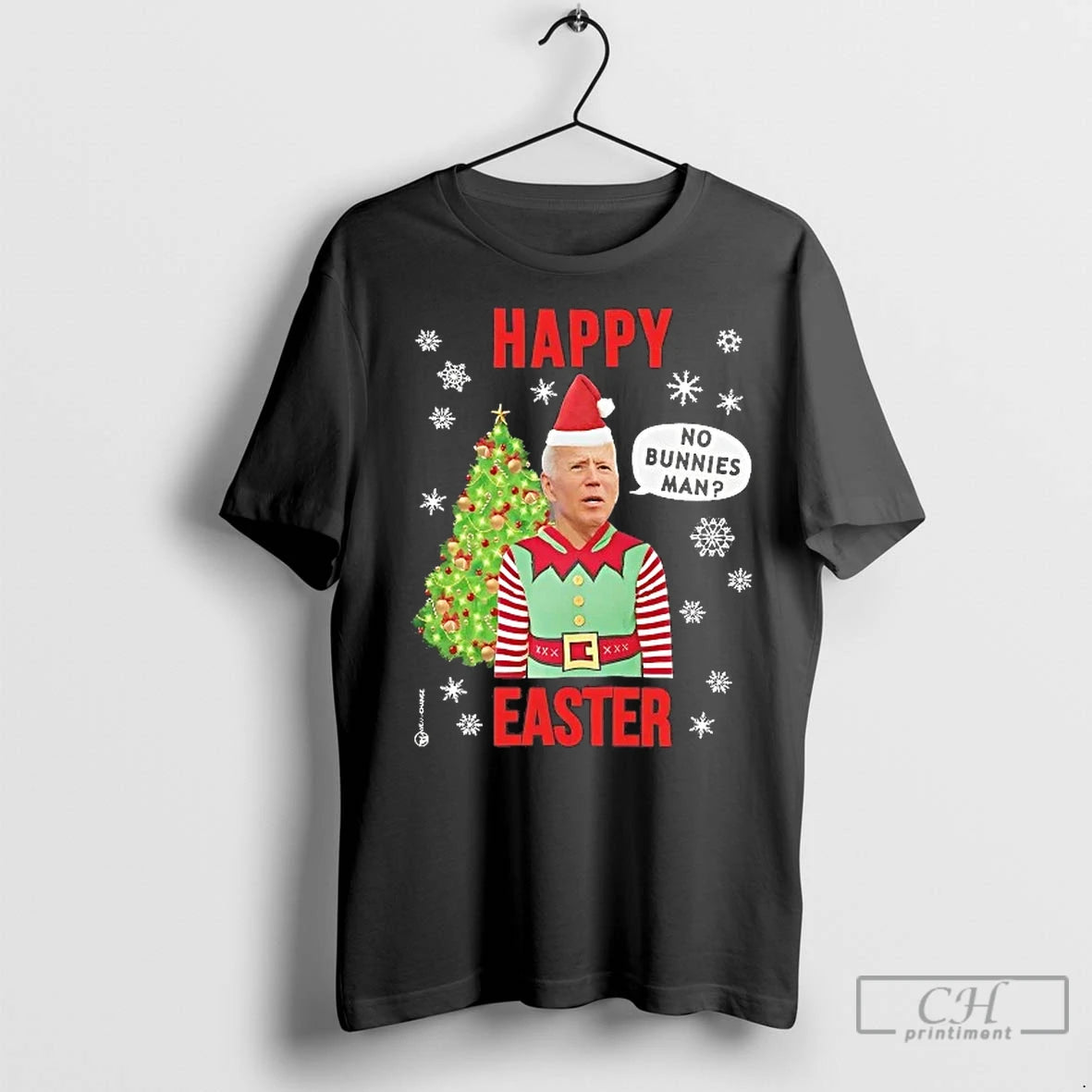 Classic Elf Biden Christmas Happy Easter No Bunnies Man Shirt Hoodie Sweatshirt | PurePodTees.com